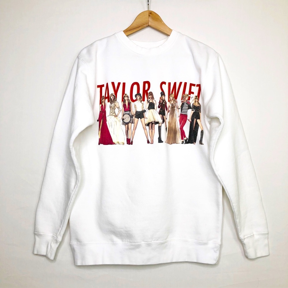 Taylor Swift Graphic White Sweatshirt with Red Text
